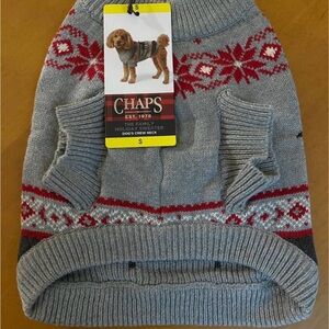 Chaps Gray and Red Dog Sweater